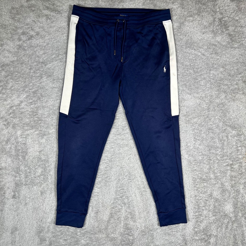 Polo Ralph Lauren Performance Navy Blue White Stripe Joggers Mens Large